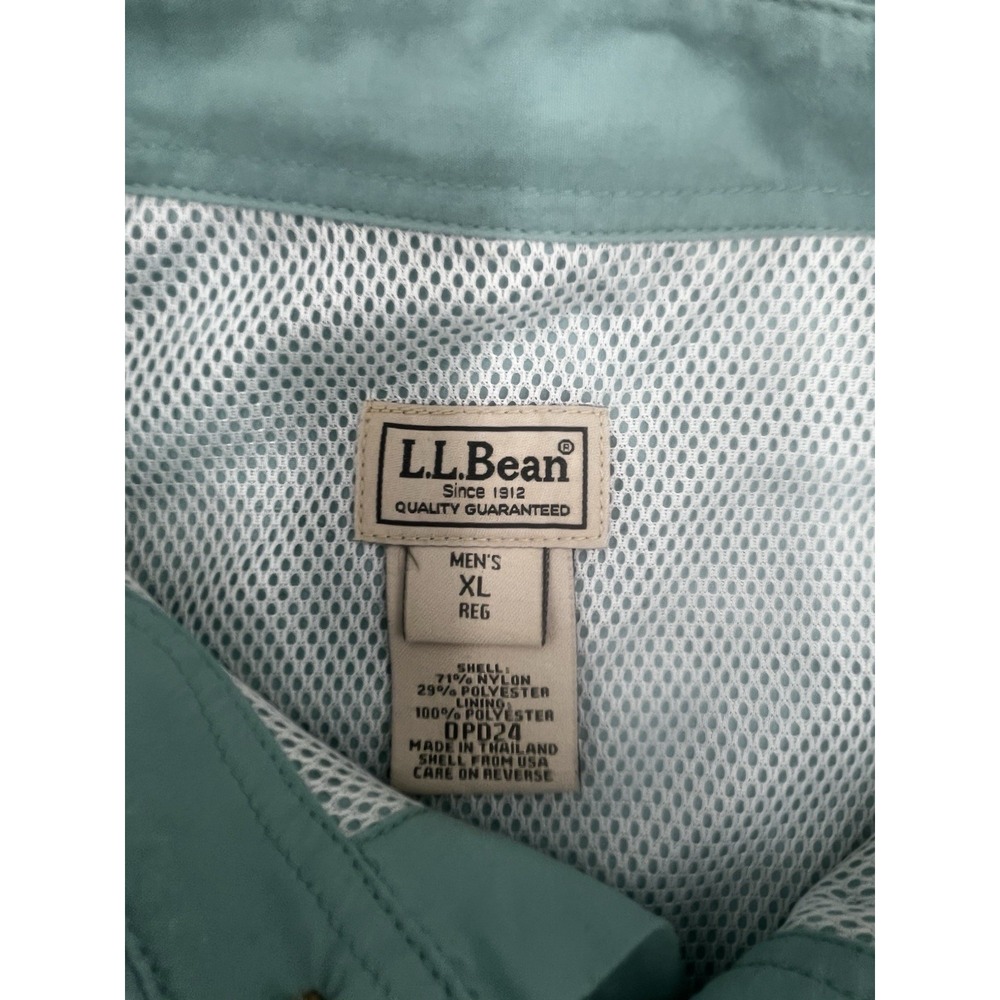 L.L.Bean Men's XL Vented Fishing Shirt Long Sleeve Teal Outdoor Nylon - Picture 2 of 5